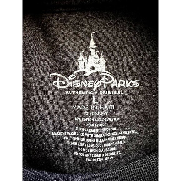 Disney Mickey Mouse Mens Charcoal Gray Graphic T-Shirt Large Cotton Spell Out - Picture 6 of 6